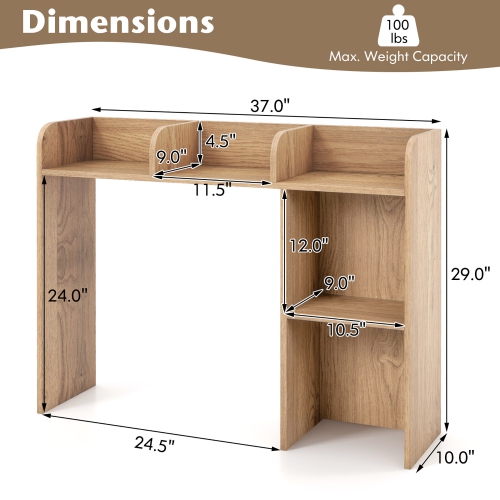 Costway Desk Bookshelf Desktop Storage Organizer Display Shelf Rack Dorm Office