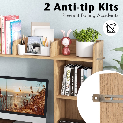 Costway Desk Bookshelf Desktop Storage Organizer Display Shelf Rack Dorm Office