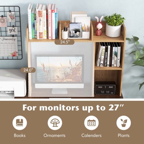 Costway Desk Bookshelf Desktop Storage Organizer Display Shelf Rack Dorm Office