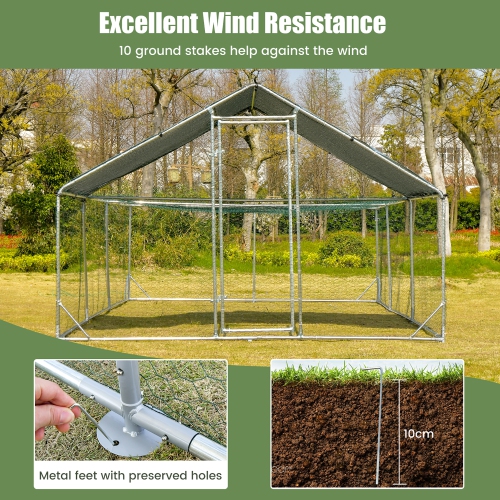 CoCostway – grande cabane à lapins Hen Rabbit avec couvercle pour poulet en métal