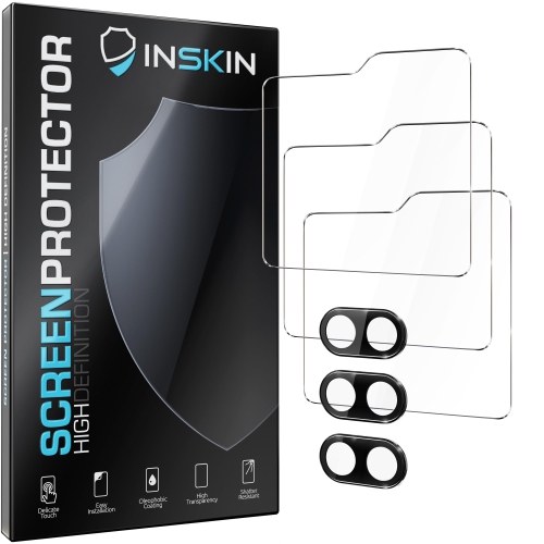 Inskin Tempered Glass Front Screen Protector for Samsung Galaxy Z Flip 5 5G 6.7 inch [2023] - Ultimate 3+3 Bundle with Camera Lens Guard - Ultra HD,