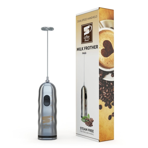 Inskin CoffeeMania Dual Speed Stainless Steel Milk Frother – Handheld Whisk for Latte, Cappuccino, Matcha, Hot Chocolate, and More