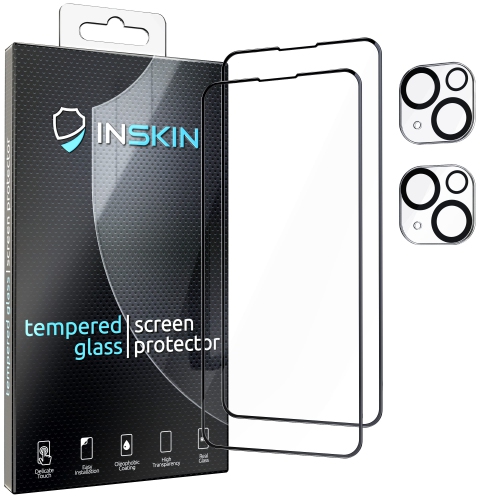 Inskin Anti Glare Screen and Camera Lens Protector for iPhone 14 Plus 6.7 inch - 2+2 Pack, Tempered Glass