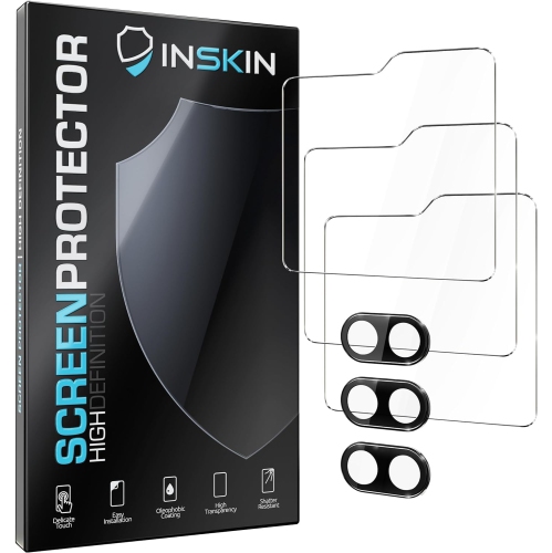 InsInskin Tempered Glass Protector for Samsung Galaxy Z Flip 5 5G 6.7 inch [2023] - 3+3 Pack, Screen + Camera, Case-Friendly