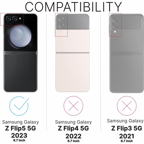 InsInskin Tempered Glass Protector for Samsung Galaxy Z Flip 5 5G 6.7 inch [2023] - 3+3 Pack, Screen + Camera, Case-Friendly
