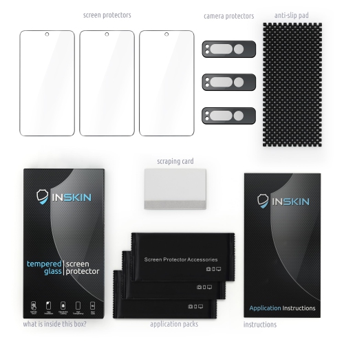 Inskin Screen Protector for Google Pixel Fold 5G - 3+3 Tempered Glass for Screen & Camera Lens, Ultra HD, Fingerprint ID Support, Plasma Coating,