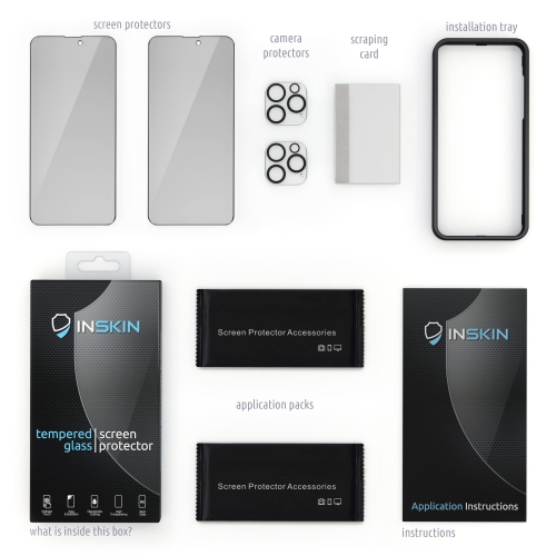Protecteur d'écran de confidentialité d'Inskin pour iPhone 14 Pro Max - Paquet de 2 + 2 verres trempé pour écran et objectif d'appareil photo