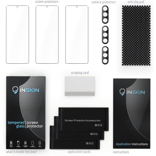 Inskin Screen Protector for Samsung Galaxy Z Fold 5 5G - 3+3 Tempered Glass for Outer Screen & Camera Lens, Anti Fingerprint Plasma Coating, Fits