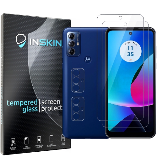 Inskin Tempered Glass Screen Protector for Motorola Moto G Play 6.5 inch - Ultimate 2+2 Set with Camera Lens Guard