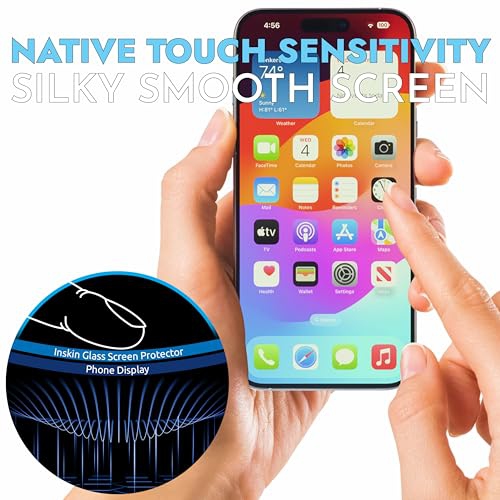 Inskin Screen Protector for iPhone 15 Plus - 3+3 Tempered Glass for Screen & Camera Lens, Auto-Align Installation, Ultra HD, Plasma Coating, Fits