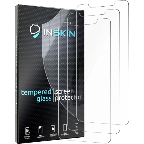 Protecteur d'écran d'Inskin pour iPhone 11 Pro/X/XS 5,8 po – Paquet de 3, verre trempé, installation auto-alignement, Ultra HD, revêtement