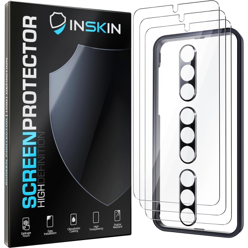 Inskin Screen Protector for Samsung Galaxy S24 5G - 3+3 Tempered Glass for Screen & Camera Lens, Auto-Align Installation, Fingerprint ID Support,