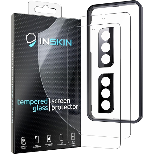 Inskin Screen Protector for Samsung Galaxy S22 Plus 5G - 2+2 Tempered Glass for Screen & Camera Lens, Auto-Align Installation, Plasma Coating, Fits