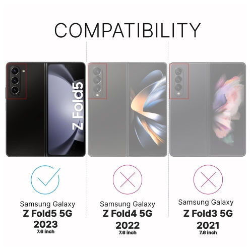 Inskin 2-in-1 Front Screen and Camera Lens Protector for Samsung Galaxy Z Fold 5 5G 7.6 inch [2023] - 3+3 Pack, 9H Tempered Glass Film, HD Clear