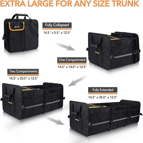 axGear Car Trunk Storage Box Cargo Organizer Collapsible Adjustable Lid for Car SUV