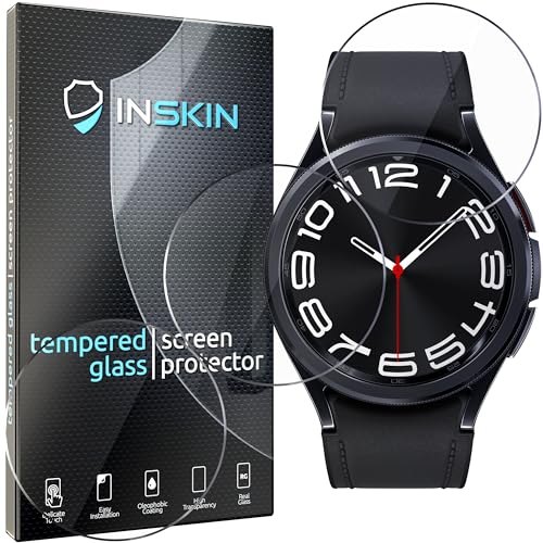 Image 1 of 8.. Inskin Screen Protector for Samsung Galaxy Watch 6 Classic 43mm – 3-Pack, Tempered Glass, Ultra HD, Easy Suction Cup Installation, Plasma Coating,