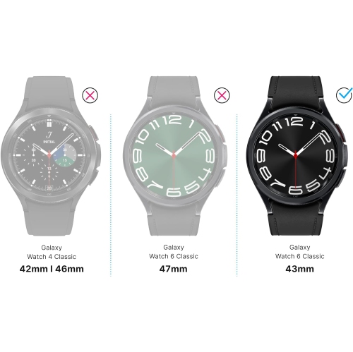 Inskin Screen Protector for Samsung Galaxy Watch 6 Classic 43mm – 3-Pack, Tempered Glass, Ultra HD, Easy Suction Cup Installation, Plasma Coating,