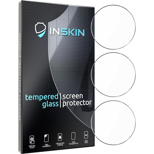 Inskin Screen Protector for Samsung Galaxy Watch 6 Classic 43mm – 3-Pack, Tempered Glass, Ultra HD, Easy Suction Cup Installation, Plasma Coating,