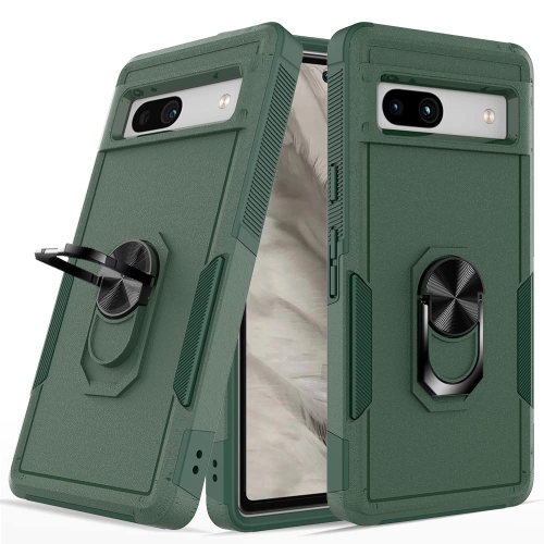 [CS] antichoc robuste étui magnétique rigide avec support à anneau pour Pixel 8&nbsp;A de Google, vert minuit