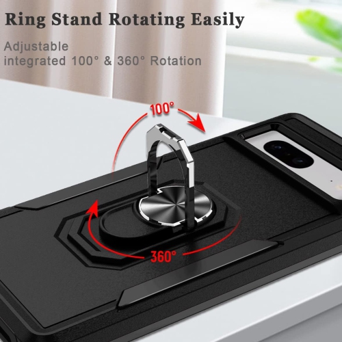 [CS] Shockproof Heavy Duty Magnetic Hard Armor Kickstand Case with Ring Holder for Google Pixel 8A, Purple