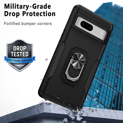 [CS] Shockproof Heavy Duty Magnetic Hard Armor Kickstand Case with Ring Holder for Google Pixel 8A, Light Pink