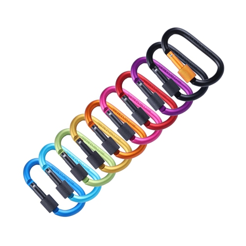 axGear Cargo Carabiner Clips D Ring Sharp Key Hook Buckle w Screw Gate 10 PCS Aluminum