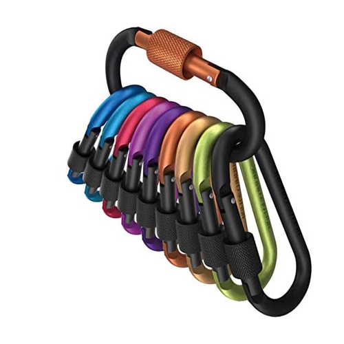 axGear Cargo Carabiner Clips D Ring Sharp Key Hook Buckle w Screw Gate 10 PCS Aluminum