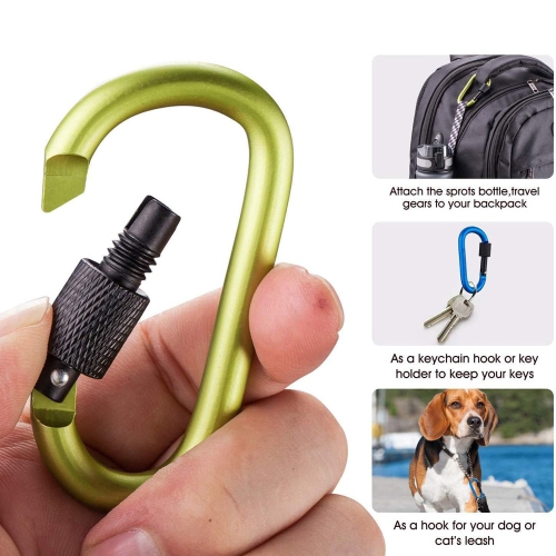 axGear Cargo Carabiner Clips D Ring Sharp Key Hook Buckle w Screw Gate 10 PCS Aluminum