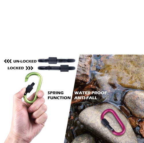 axGear Cargo Carabiner Clips D Ring Sharp Key Hook Buckle w Screw Gate 10 PCS Aluminum