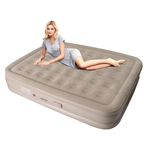 Matelas gonflable à DEL avec pompe intégrée et 2 oreillers d'axGear pour grand lit