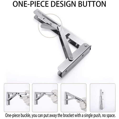 axGear Folding Shelf Brackets 10 Inch Stainless Steel Drop Down Bracket Heavy Duty