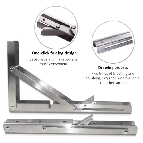 axGear Folding Shelf Brackets 10 Inch Stainless Steel Drop Down Bracket Heavy Duty