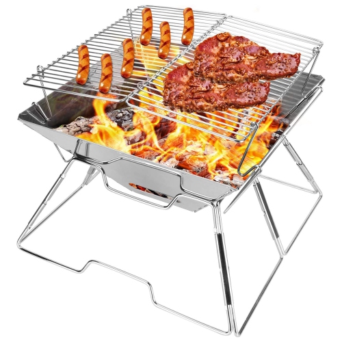 AXGEAR  Collapsible Bbq Grill Camp Fire Pit Portable Stainless Steel Barbecue Stove