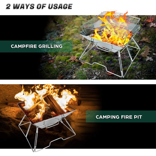 axGear Collapsible BBQ Grill Camp fire Pit Portable Stainless Steel Barbecue Stove