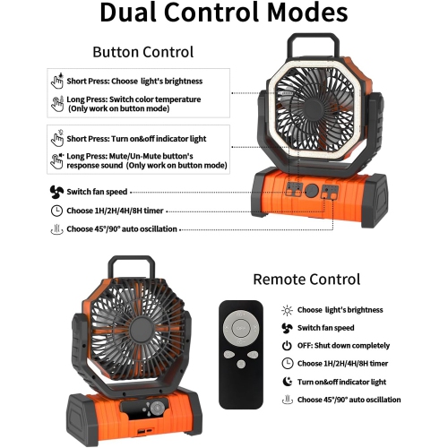 axGear Camping Fan LED Rechargable Power Bank Tent Light Outdoor Portable Remote