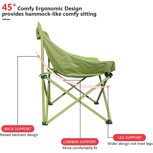 axGear Camping Chair Folding Moon Chairs Ergonomic Comfy Camping Chair Portable