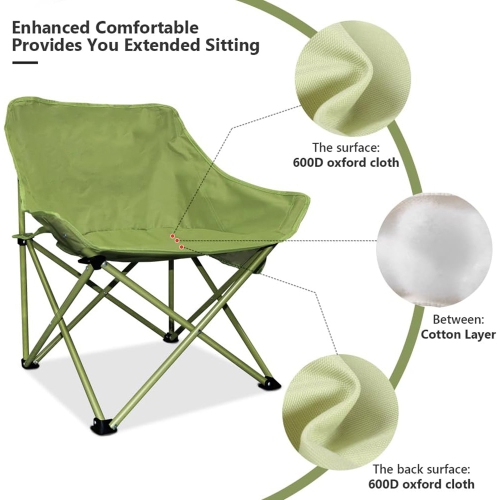 axGear Camping Chair Folding Moon Chairs Ergonomic Comfy Camping Chair Portable