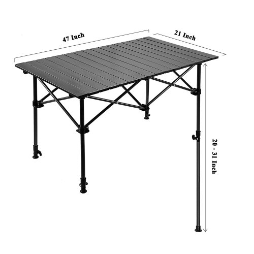Table de camping pliante de axGear portative, hauteur réglable, aluminium, sac de transport pour pique-nique