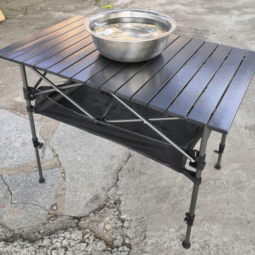 Table de camping pliante de axGear portative, hauteur réglable, aluminium, sac de transport pour pique-nique