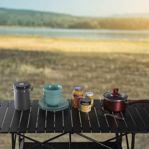 Table de camping pliante de axGear portative, hauteur réglable, aluminium, sac de transport pour pique-nique