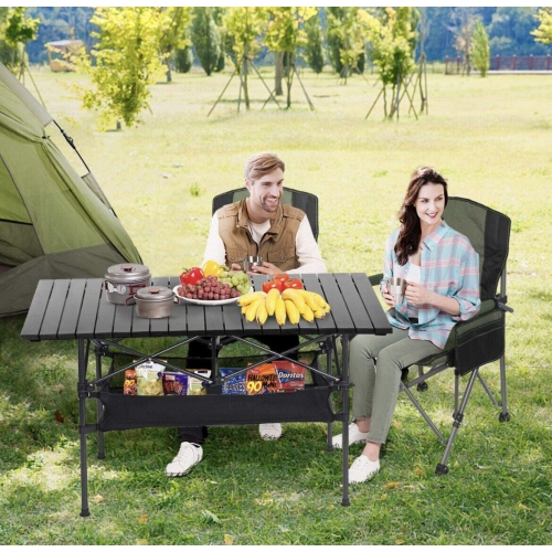 Table de camping pliante de axGear portative, hauteur réglable, aluminium, sac de transport pour pique-nique