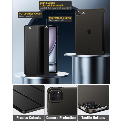 iPad Air 13 Inch M2 Case 2024/ iPad Pro 12.9 Case, Slim Smart Shell Translucent Frosted Hard PC Back Cover, Support Touch ID & Pencil Pro/2nd/USB-C,