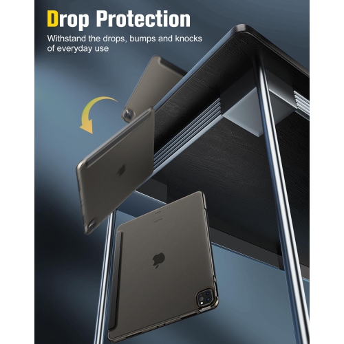 iPad Air 13 Inch M2 Case 2024/ iPad Pro 12.9 Case, Slim Smart Shell Translucent Frosted Hard PC Back Cover, Support Touch ID & Pencil Pro/2nd/USB-C,