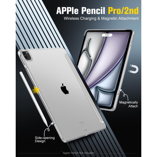 iPad Air 13 Inch Case 2024/ iPad Pro 12.9 Case, Slim Smart Shell Translucent Frosted Hard PC Back Cover, Support Touch ID & Pencil Pro/2nd/USB-C,