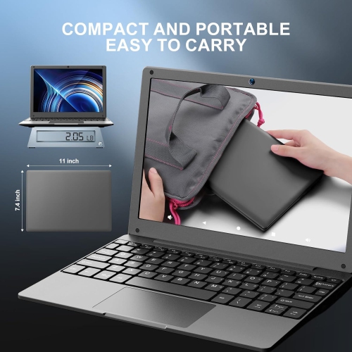 10.1" Ultral Light Laptop Computer, Quad Core Powered by Android 12.0, Portable Netbook Computer with WiFi, Webcam Bluetooth, Mini Laptop with Bag,