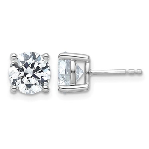 GEM AND HARMONY  4.00 Carat (Ctw Si1-Si2, G-H) Lab Grown Diamond Solitaire Stud Earrings In 14K Gold In White