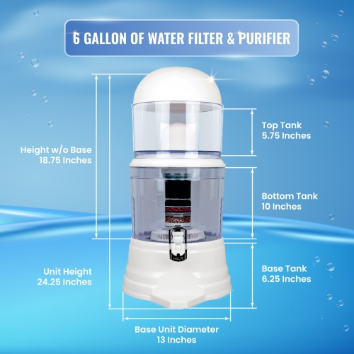 Filtre de purificateur d'eau à gravité en céramique de 16 L Trendylis - mode comptoir