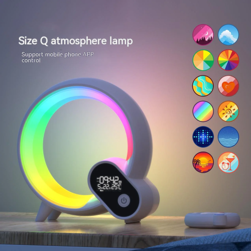 Trendylis Creative Q Light Analog Sunrise Digital Display Alarm Clock Bluetooth Audio Intelligent Wake-up Q Colorful Atmosphere Light