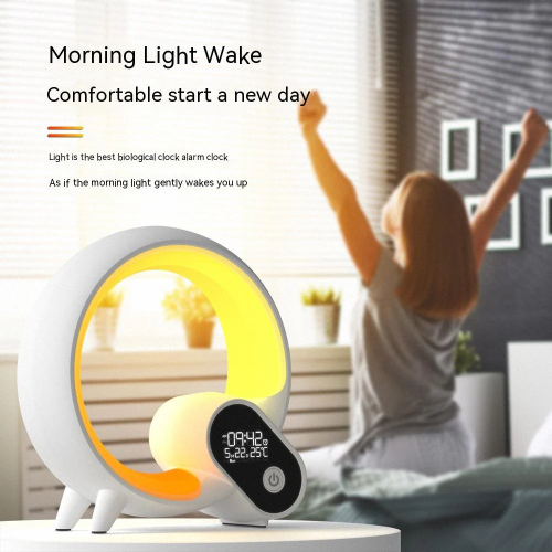 Trendylis Creative Q Light Analog Sunrise Digital Display Alarm Clock Bluetooth Audio Intelligent Wake-up Q Colorful Atmosphere Light