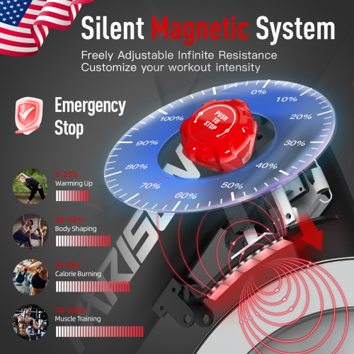 HARISON Magnetic Exercise Bike with Bluetooth, Stationary Bikes for Home with Comfortable Seat Cushion, 350lbs Capacity